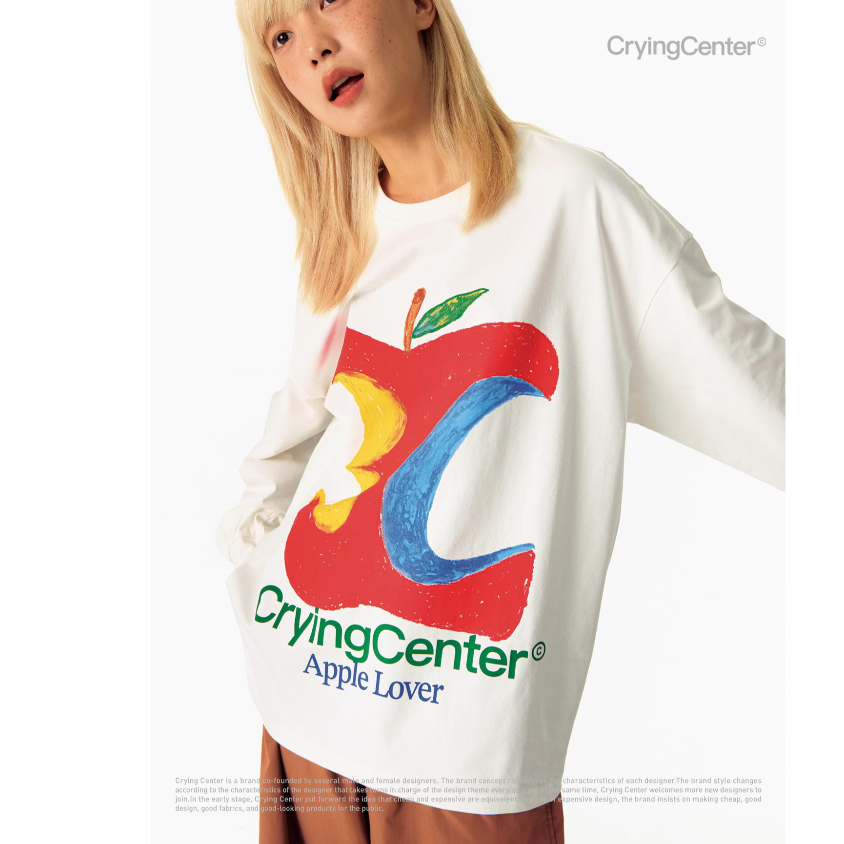 Crying center/哭喊中心3C苹果涂鸦长袖TEE