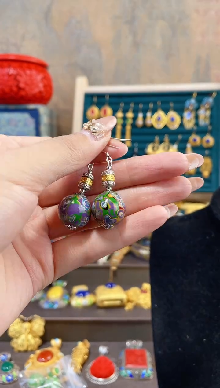 【闪购商品】非遗犀皮漆精品耳环紫色