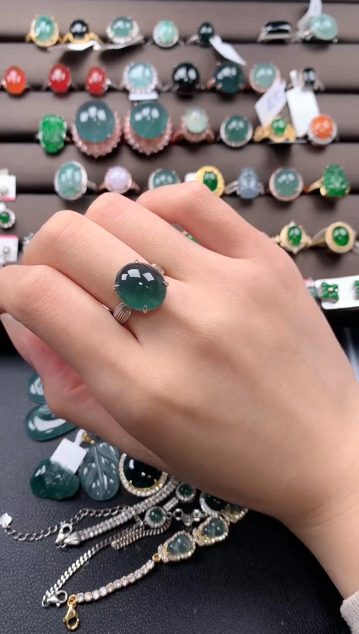 【闪购商品】翡翠戒指银S925镶嵌343243242