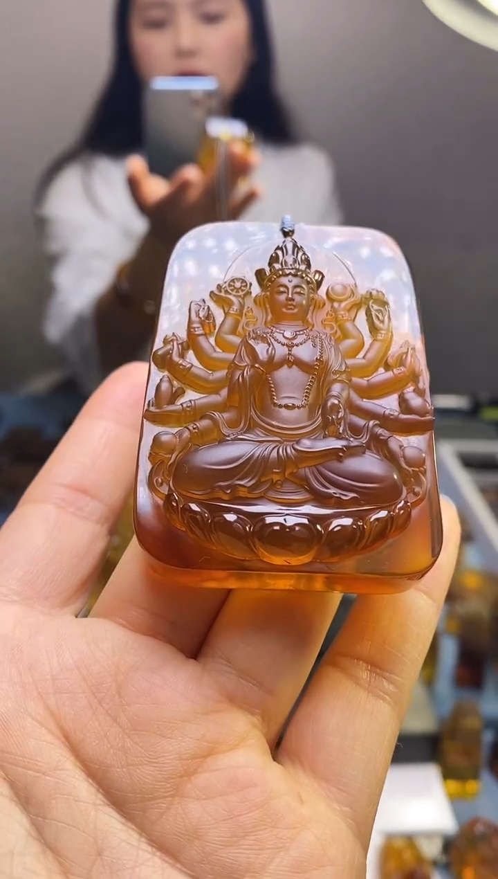 【闪购商品】琥珀颈饰未镶嵌SN3-22（千手观音）茶色