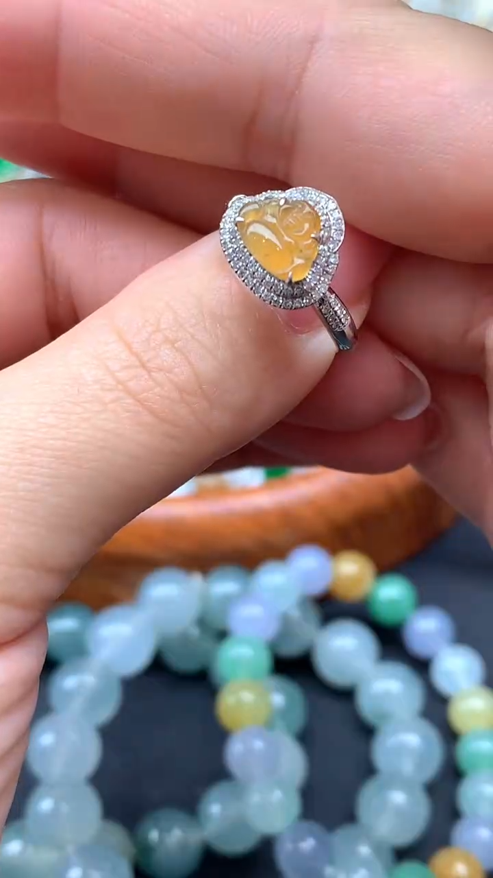 【闪购商品】翡翠戒指18K金镶嵌19-天然翡翠