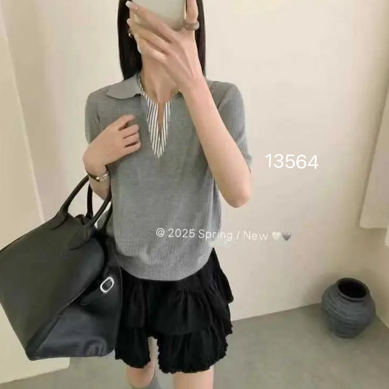13564（部分无水洗唛，介意慎拍）SANFAN新款翻领拼接衬衣短袖
