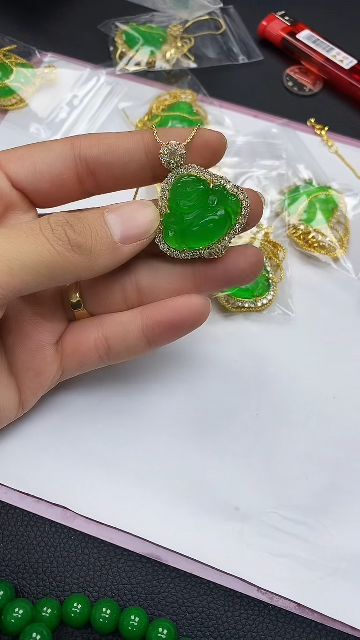 吊坠(赠链)14K金镶嵌翡翠D17