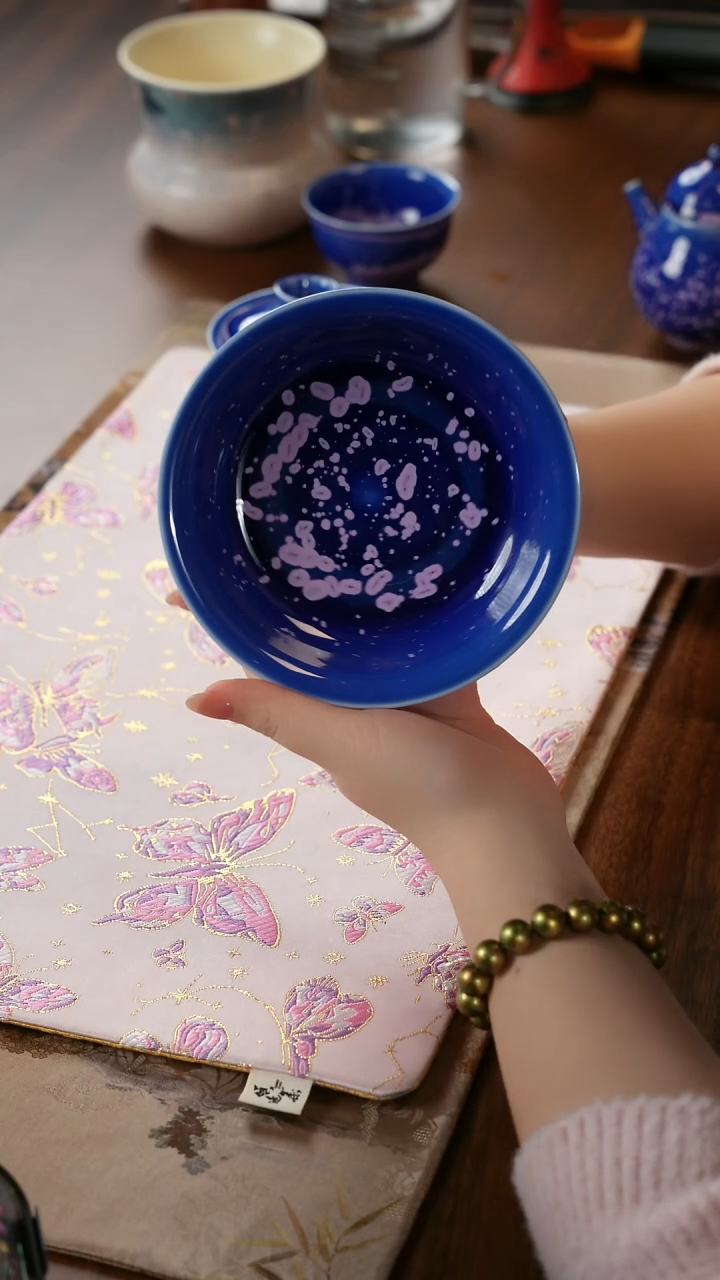 青云茶斋陶瓷茶具楚门窑变冰晶蓝壶承