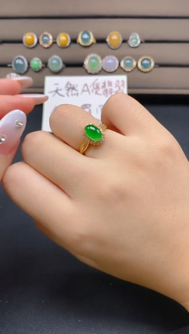 翡翠戒指银S925镶嵌3