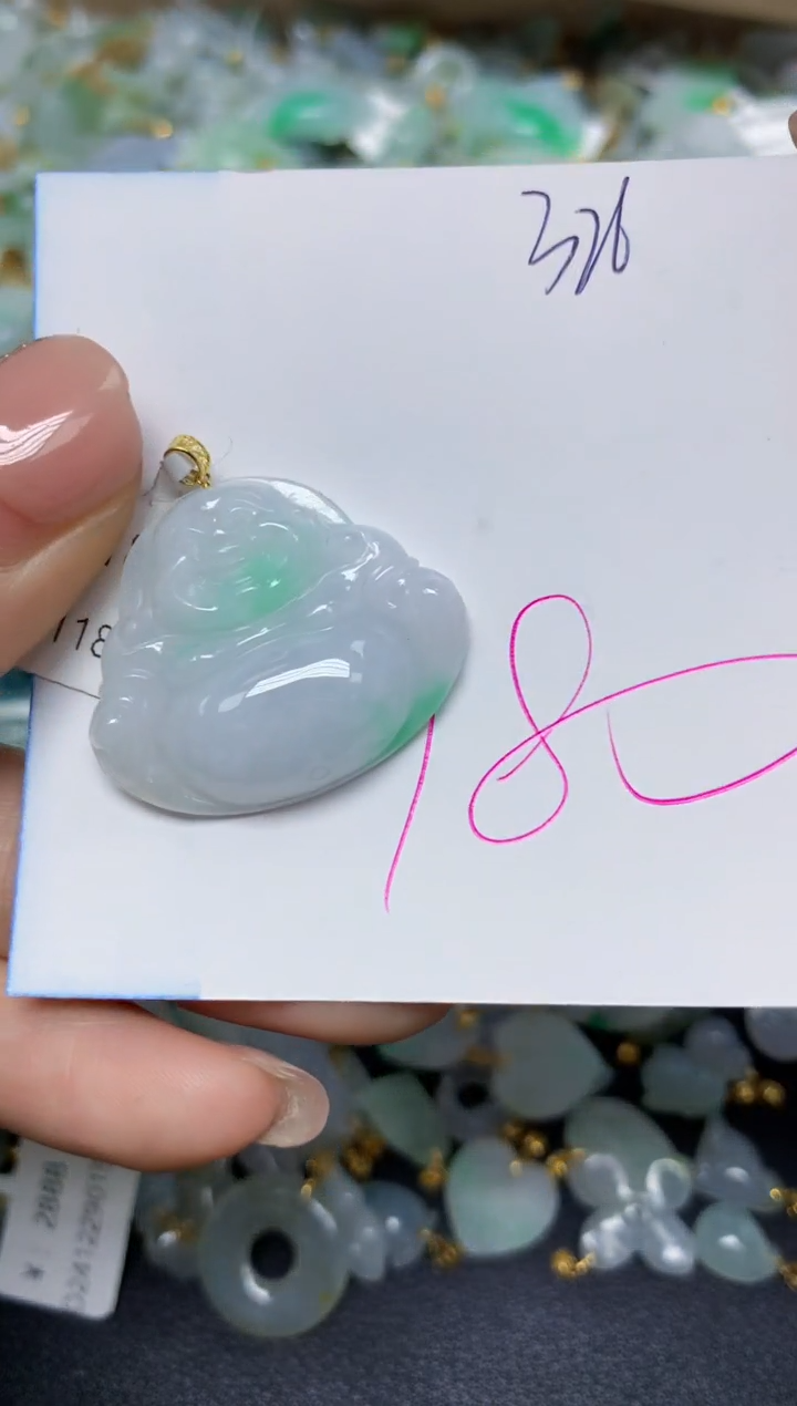 【闪购商品】翡翠挂件18K金镶嵌 天然翡翠A货