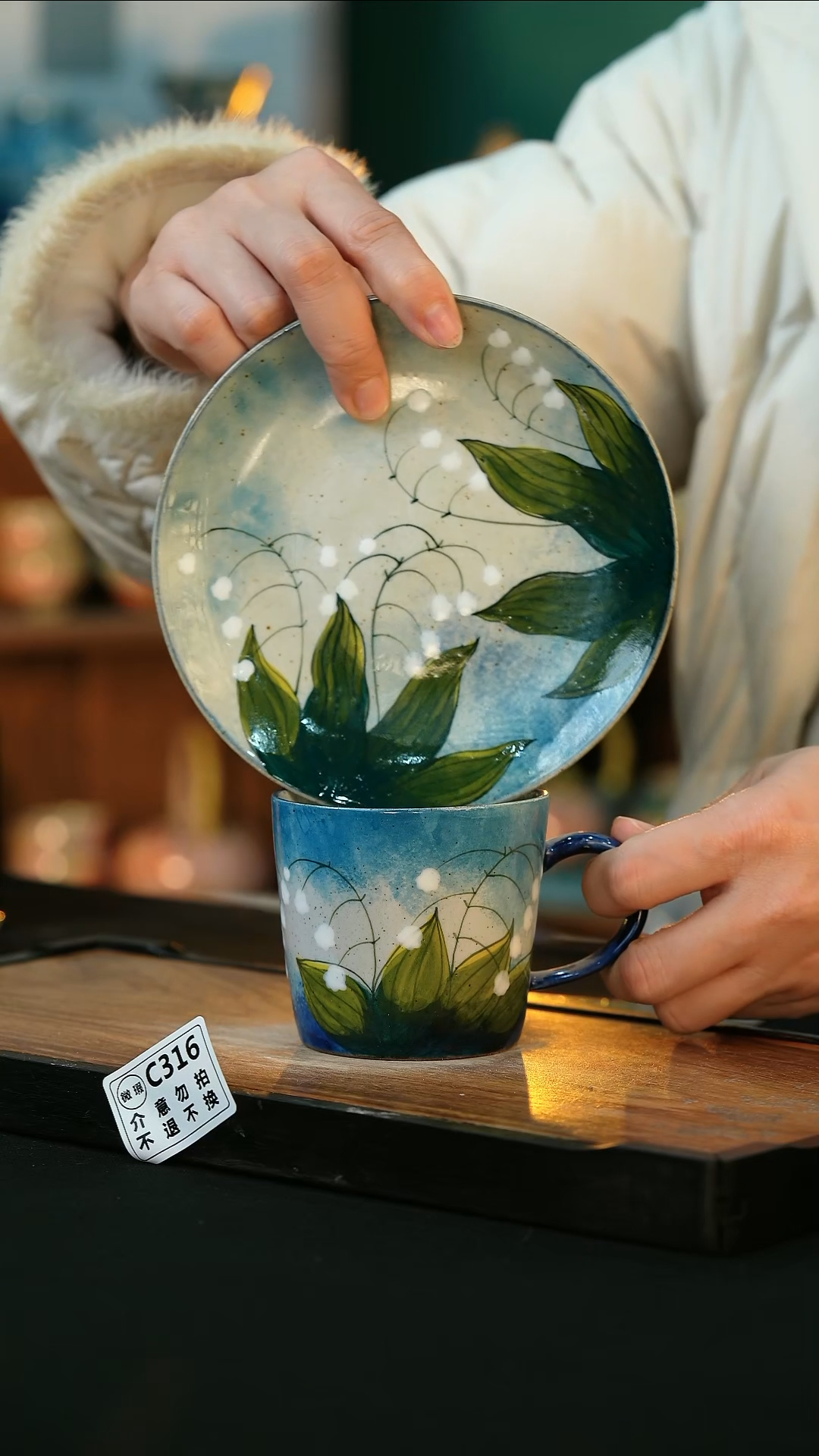 【闪购商品】杯手绘心瓷陶瓷浮力微瑕