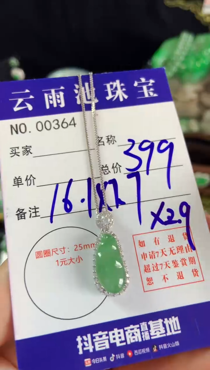 【闪购商品】翡翠颈饰银S925镶嵌翡翠
