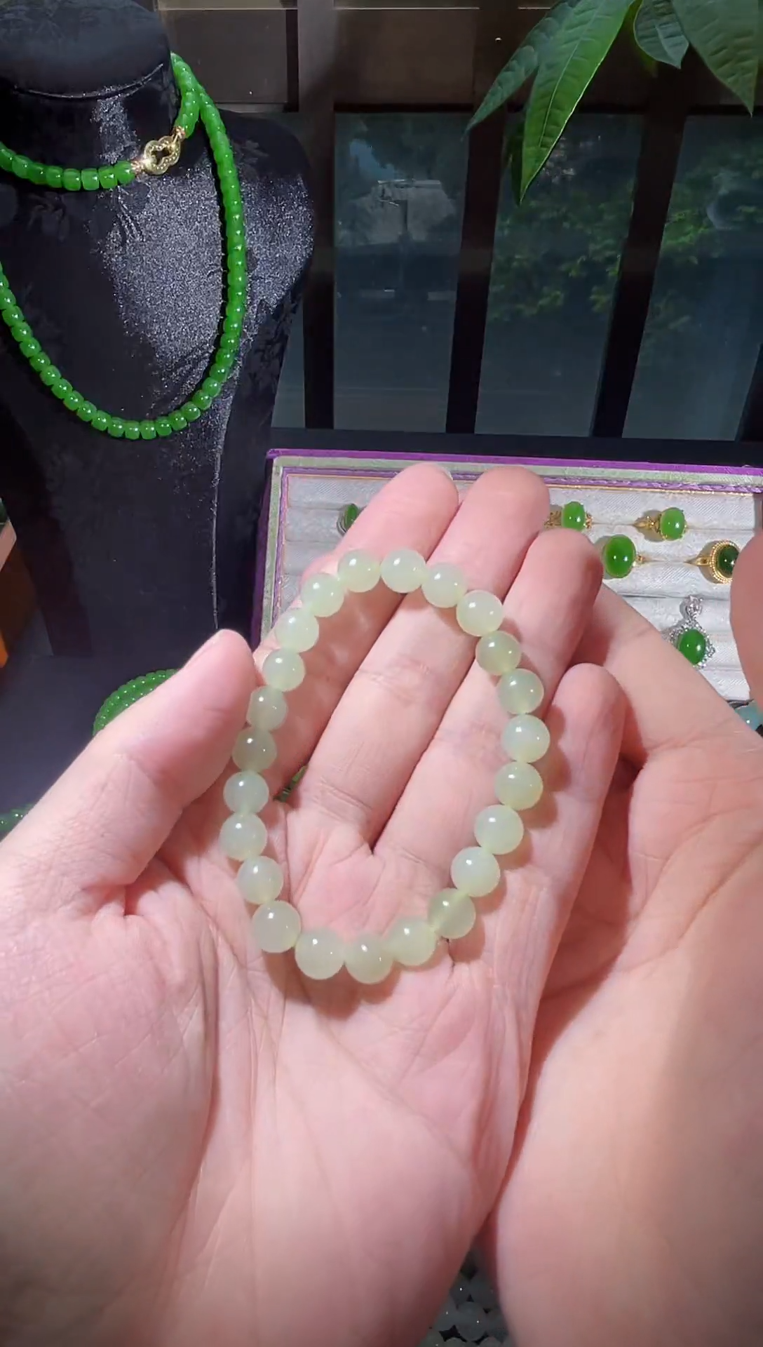 手串未镶嵌和田玉8mm 晴水 福利款