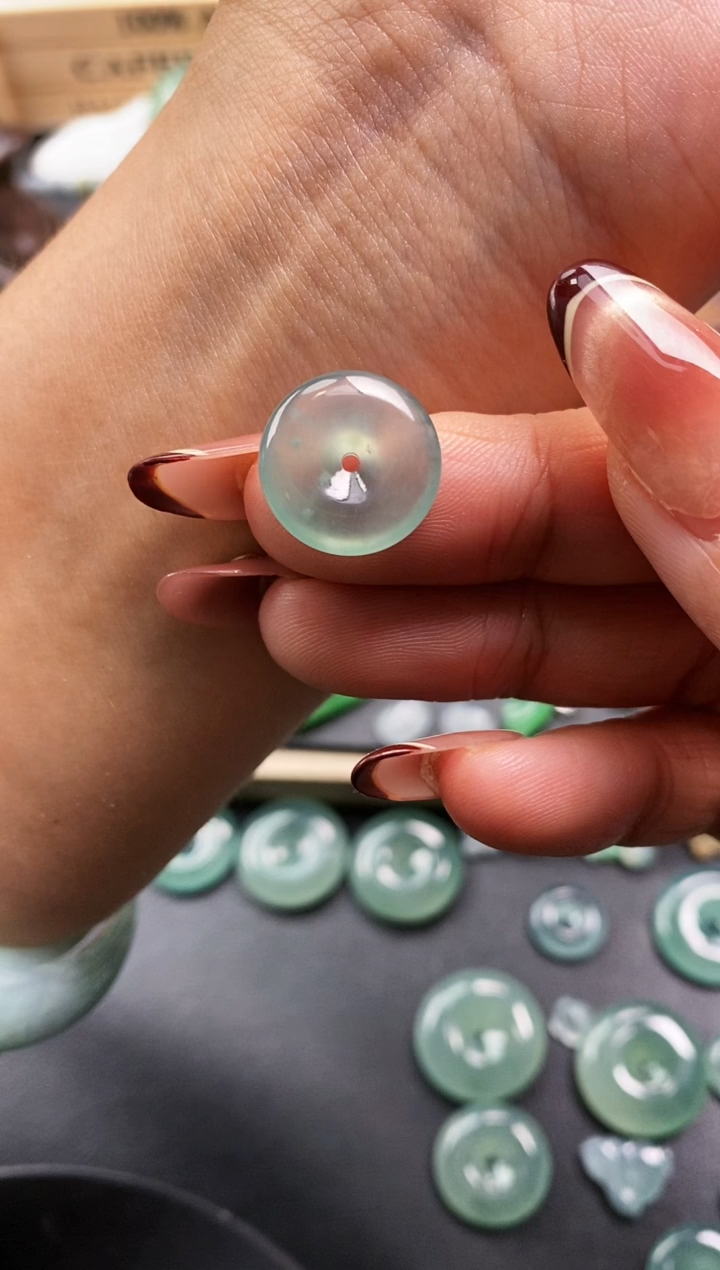 裸石翡翠珍***朵平安扣  定向 珍妮玛氏朵