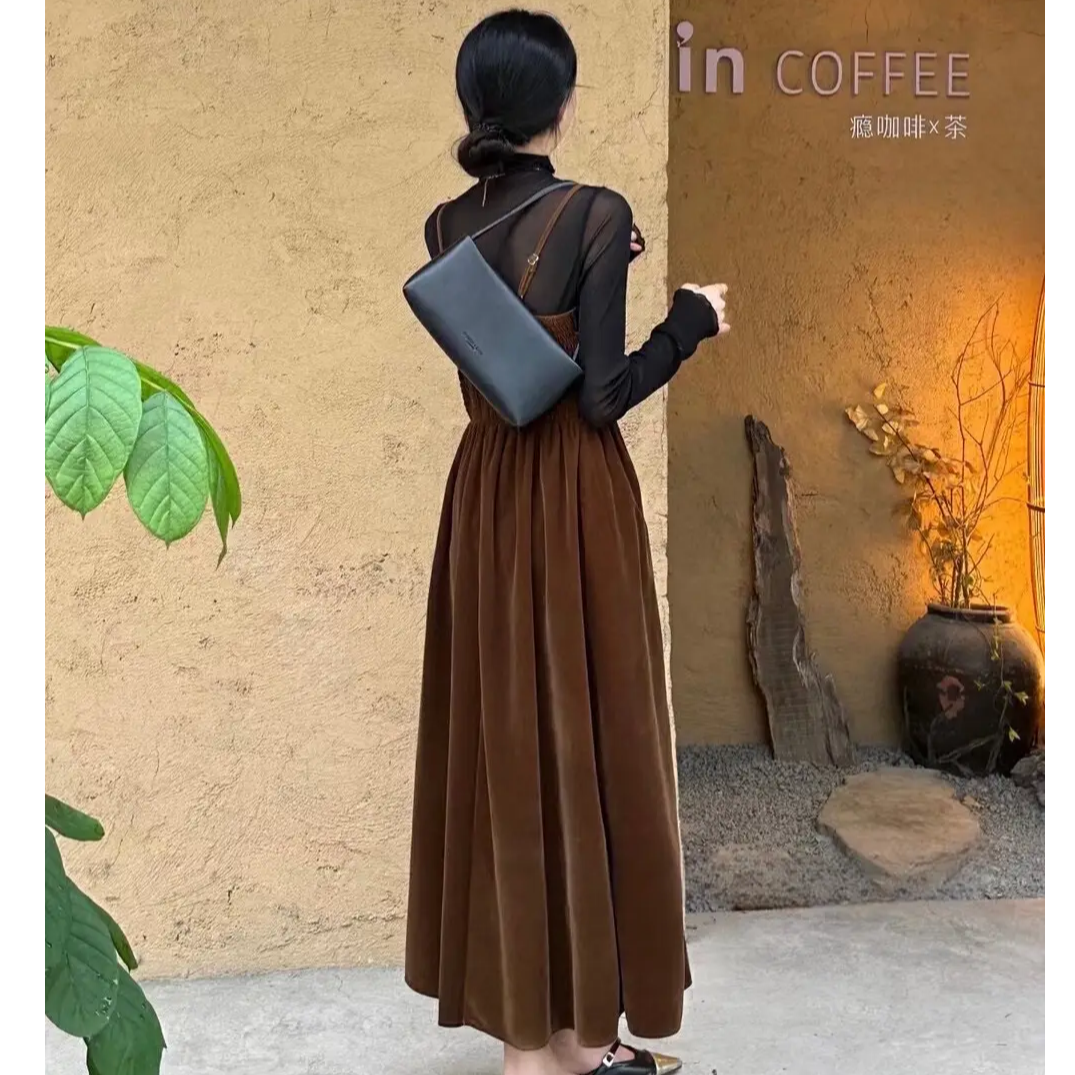 【201-300】3NUX每果颜品牌女装孤品清仓复古法式气质收腰连衣裙