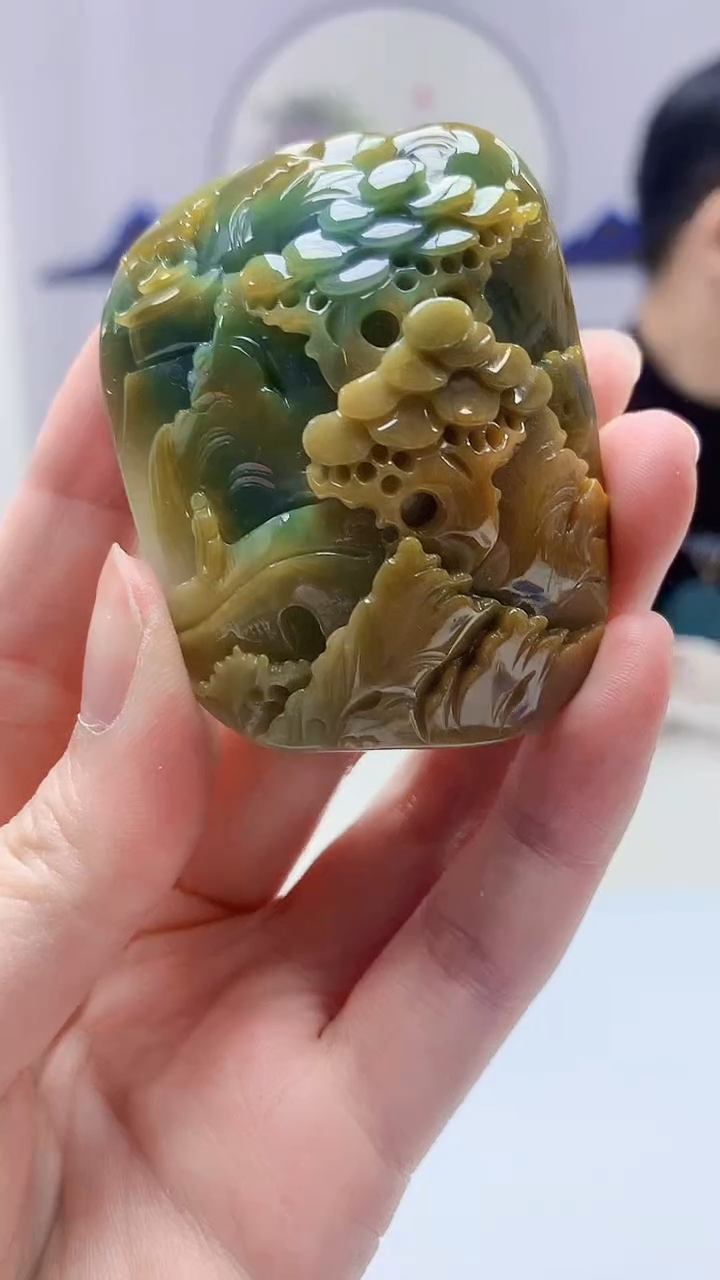 【闪购商品】定制翡翠未镶嵌4917zm-毛货挂件58山水
