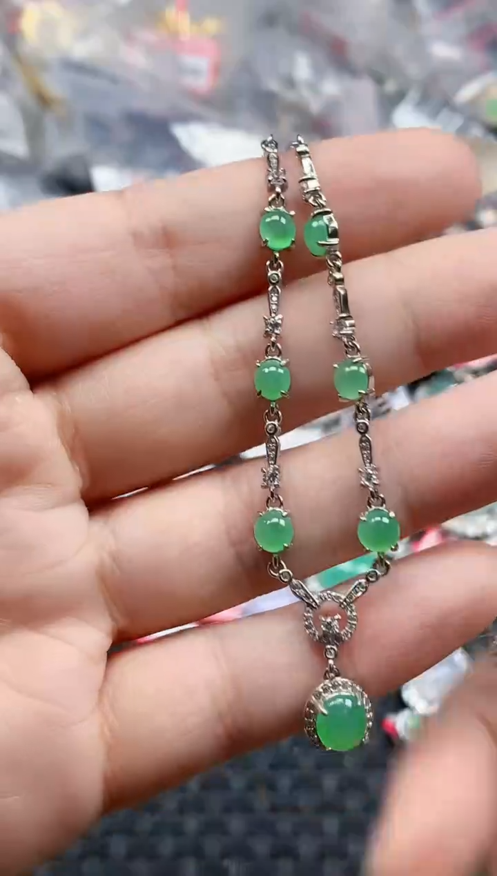 银S925镶嵌戒指翡翠天然A货缅甸翡翠