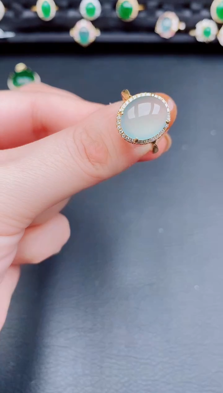 【闪购商品】翡翠戒指银S925镶嵌天然a货翡翠136