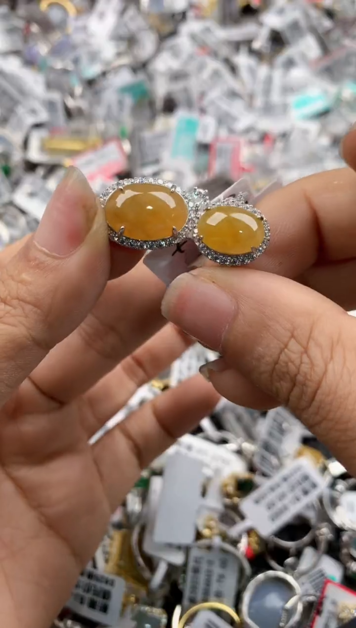 银S925镶嵌戒指翡翠151515---7