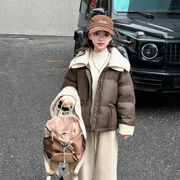 201393童装女童皮衣外套2026冬款潮酷帅气加棉加厚皮衣棉衣外套潮