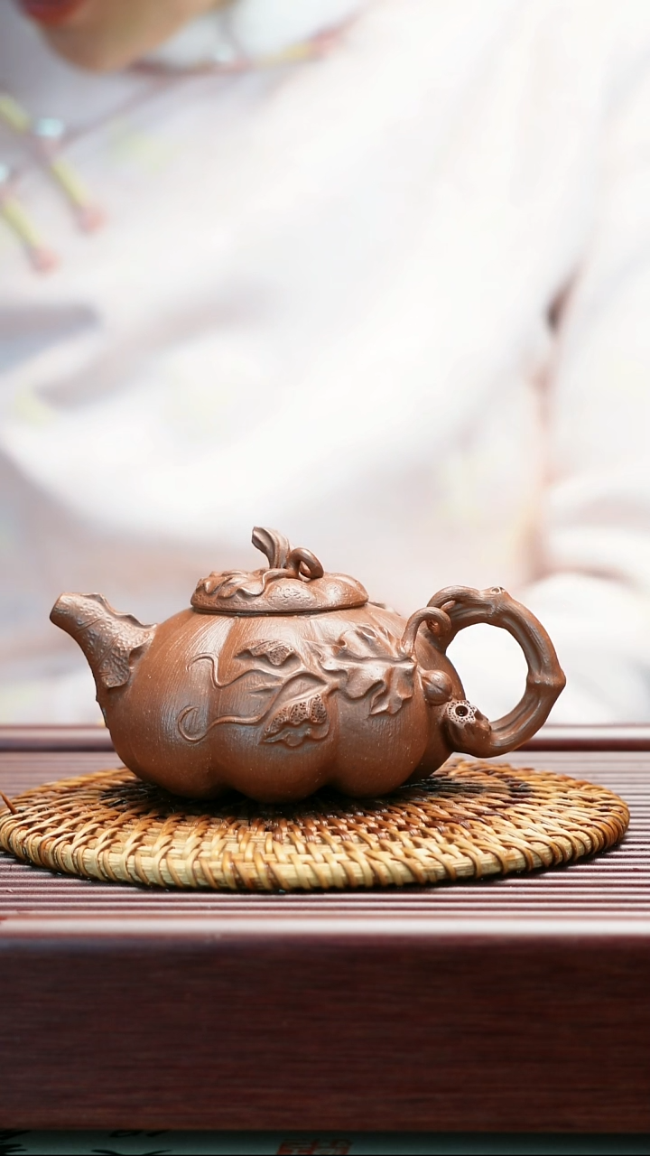 茶壶紫砂老红泥 南瓜壶 190cc