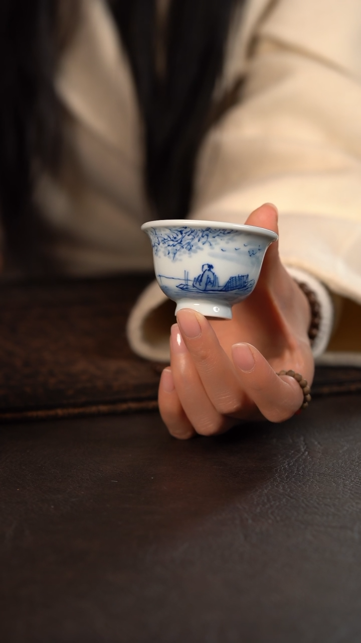 【闪购商品】杯551号HLX写意山水垂钓小压手杯随机