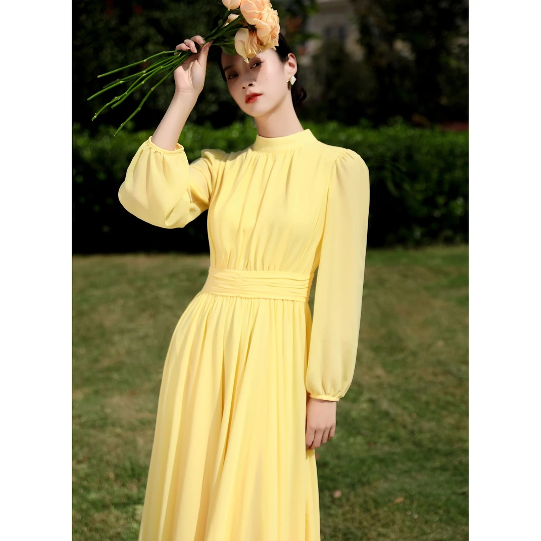 暖长裙夏季宴会树脂固色气质法式优雅长款短袖连衣裙2230