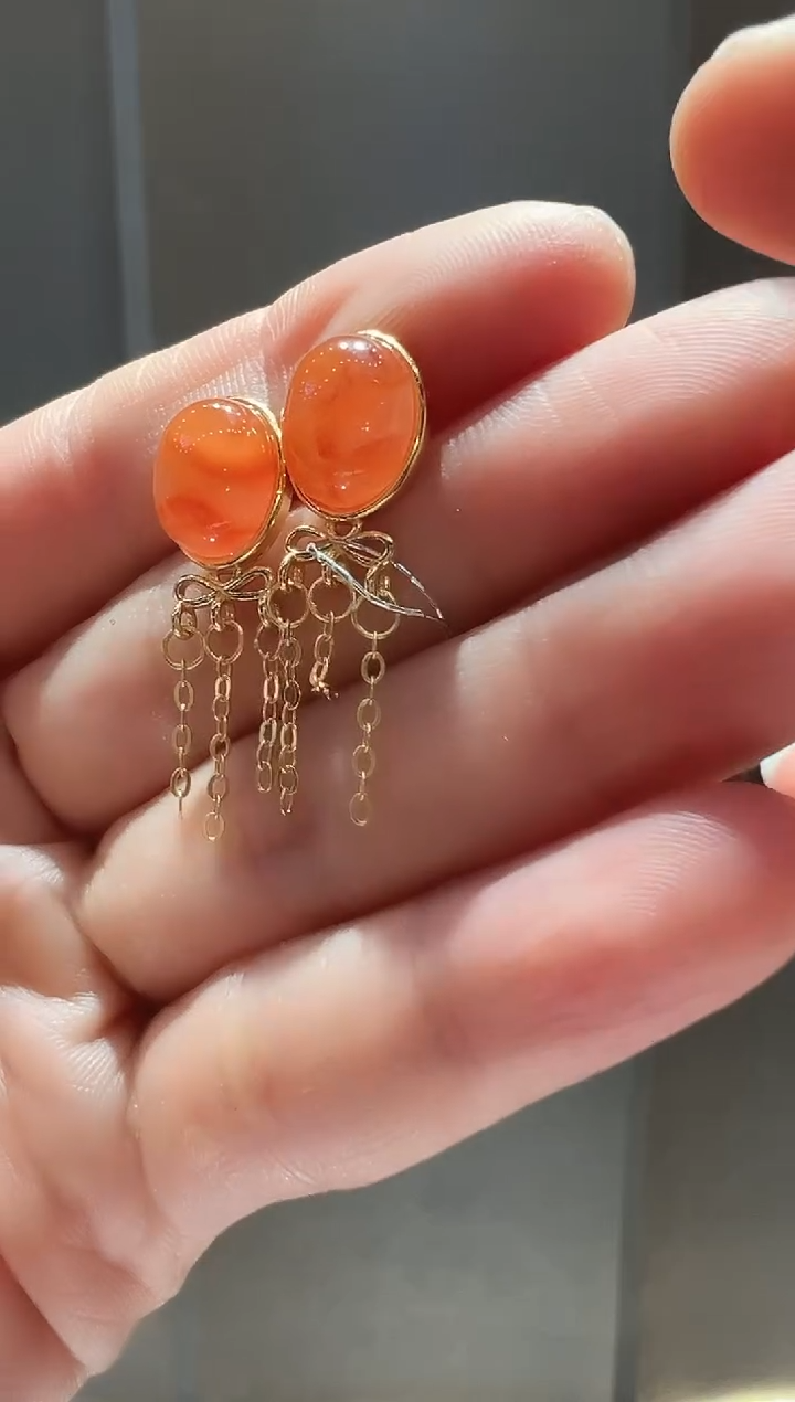 【闪购商品】南红玛瑙耳饰银S925镶嵌82】