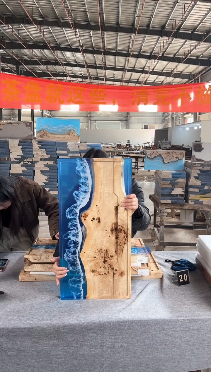 【闪购商品】70*35白杨木树脂实木茶盘简约现代风