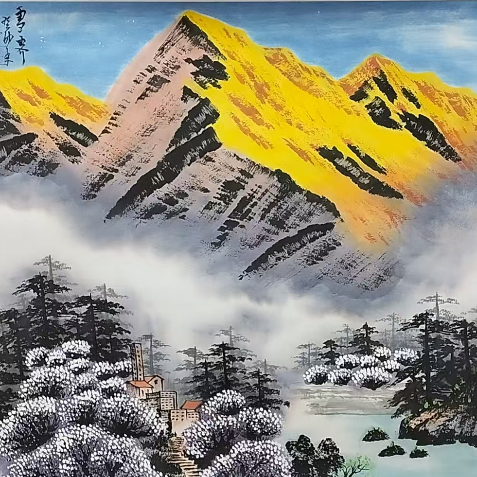 精品-斗方-雪霁-图