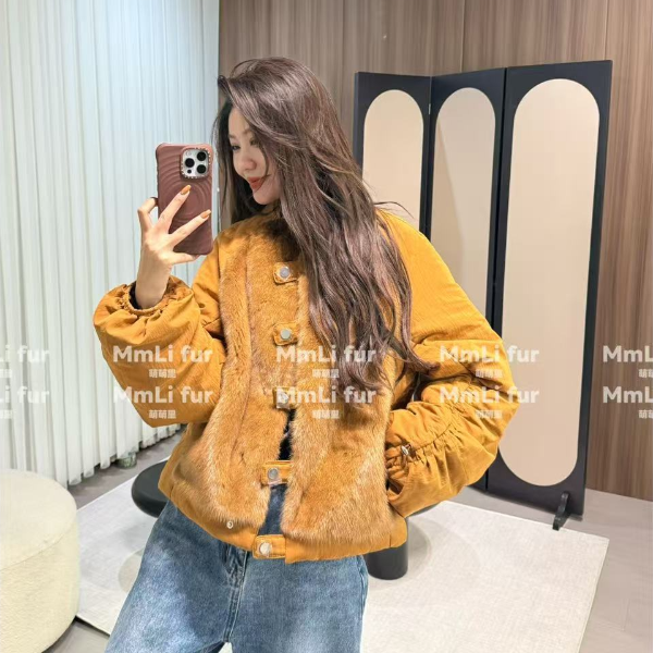 【JY景】MMLi CLOTHES｜新款纽扣水貂鹅绒外套 mm83278-GE