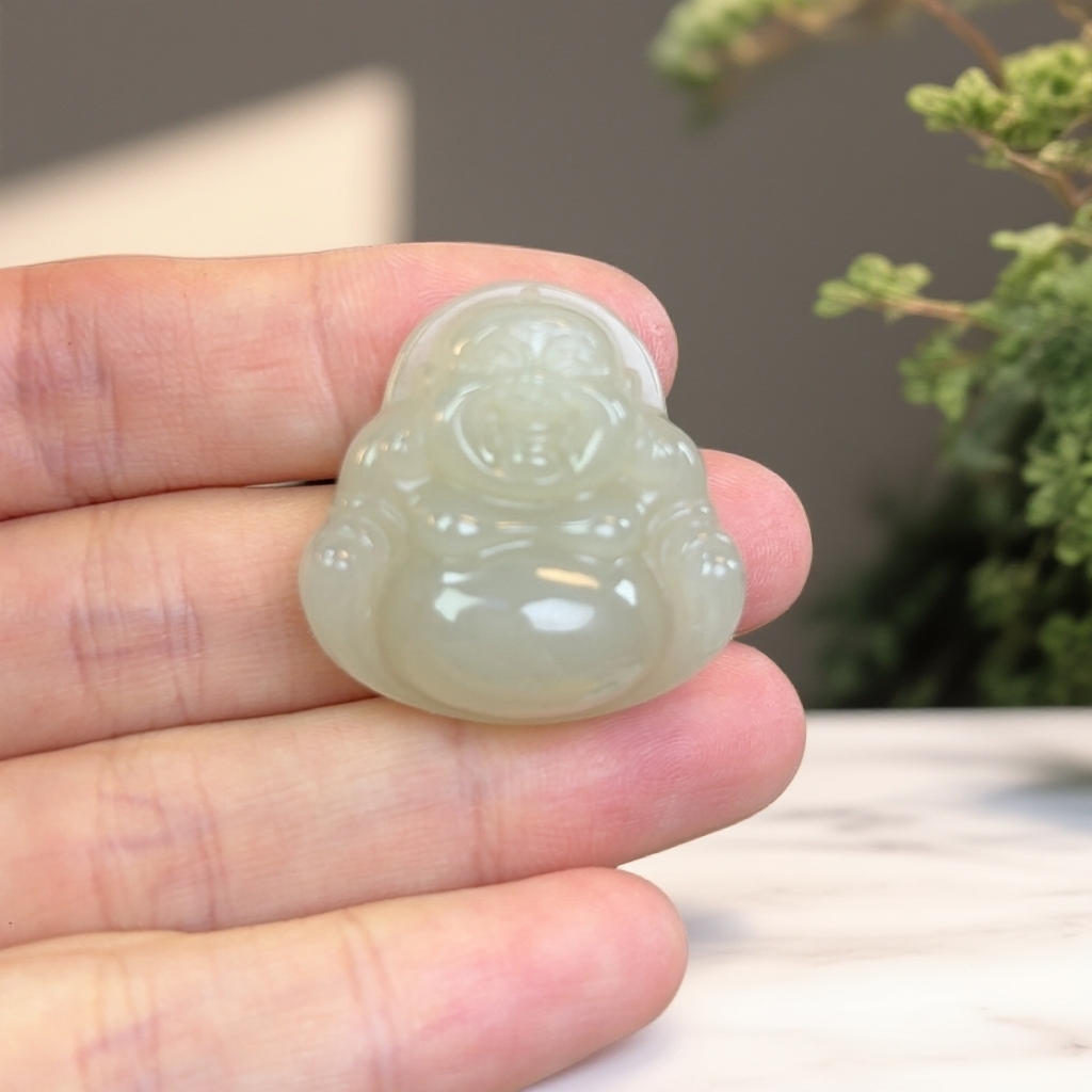 天然和田玉28*30佛公弥勒佛