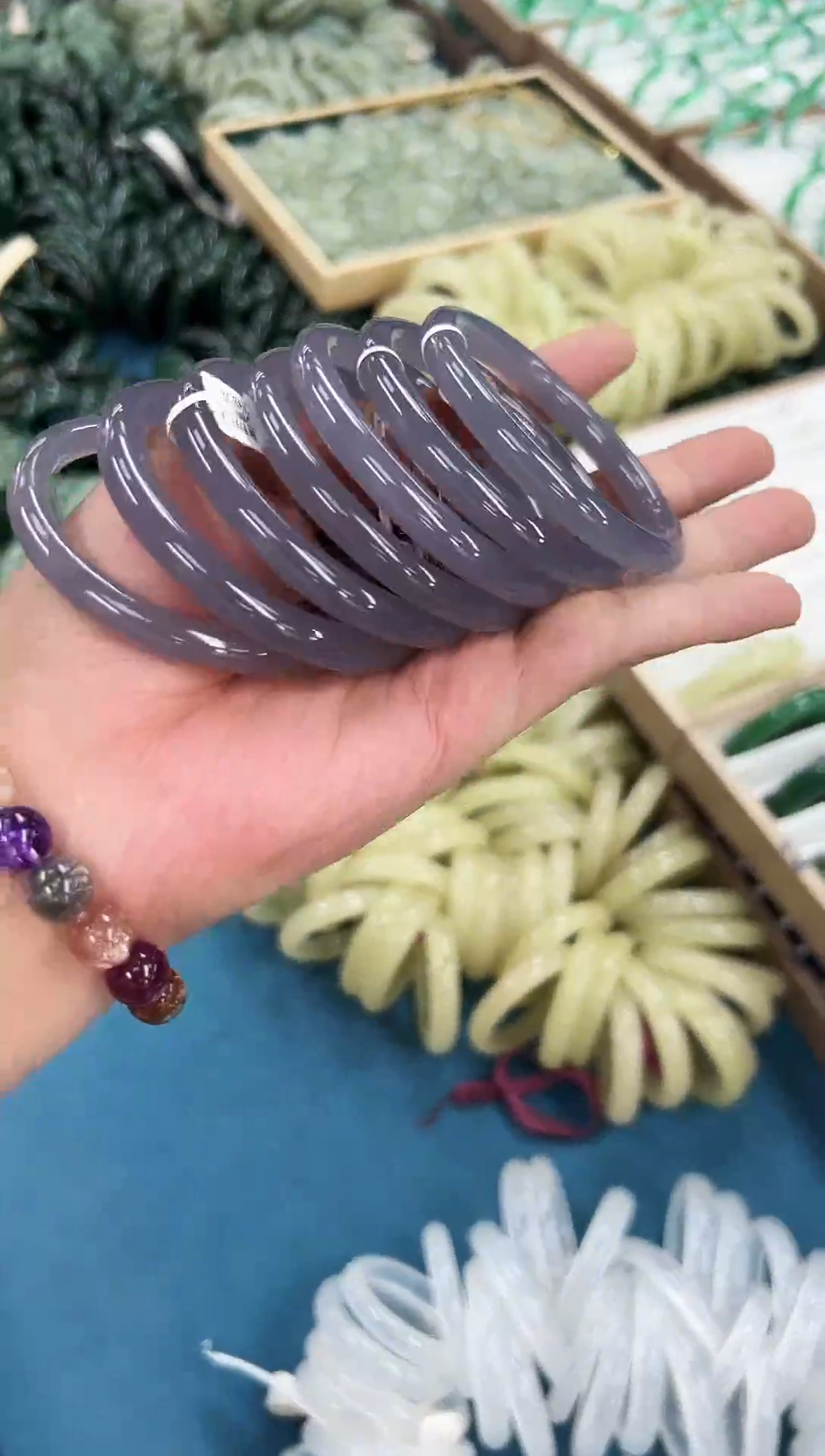 高品质烟紫美人条手镯多样性发一