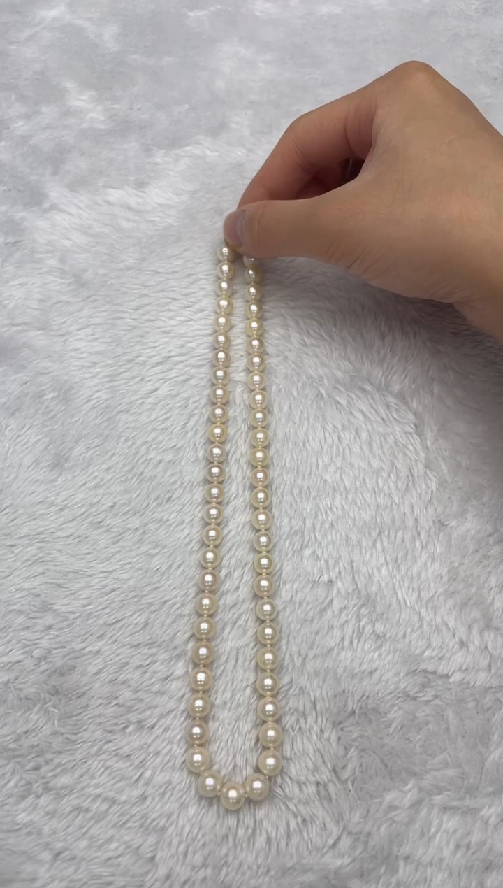 项链银S925镶嵌海水珍珠AK羽皇金7.5-8mm