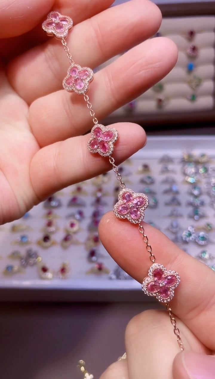 【闪购商品】彩色蓝宝石手链银S925镶嵌一条