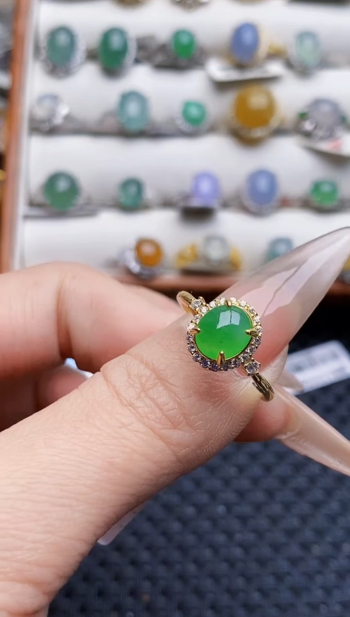 银S925镶嵌戒指翡翠2182