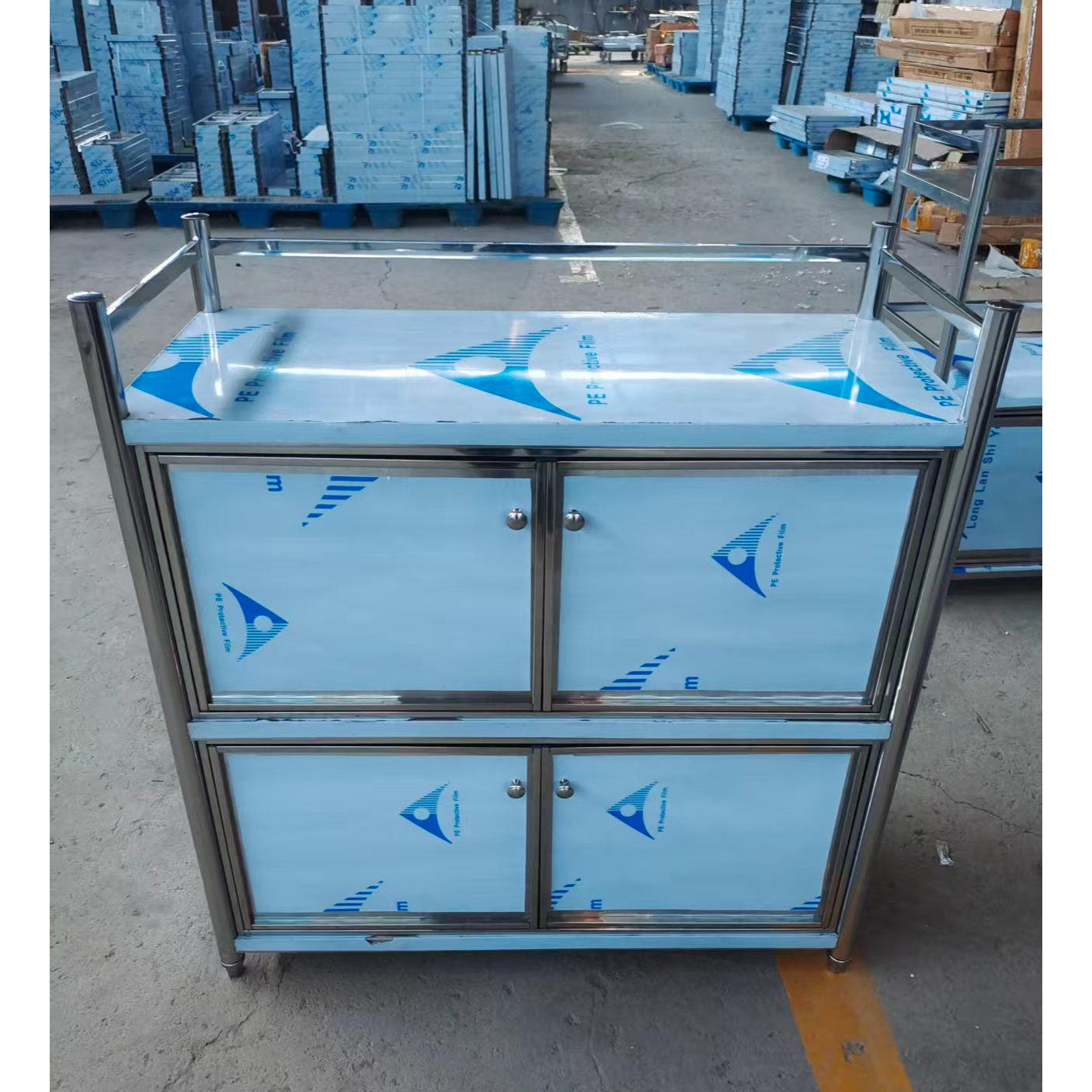 17号瑕疵不锈钢带门柜90*40*95三层2门厨房置物架落地