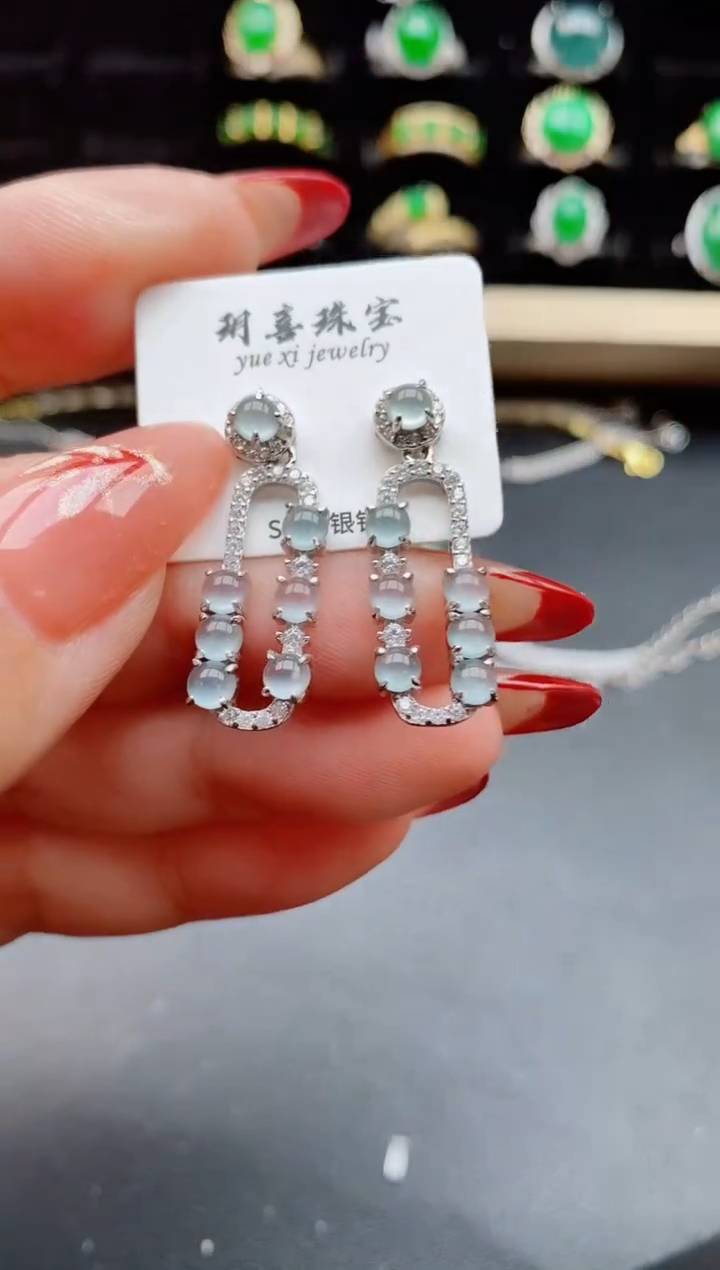 【闪购商品】翡翠耳饰银S925镶嵌5080550