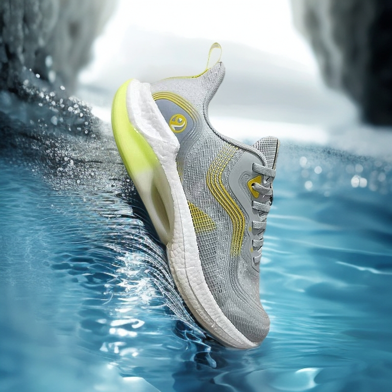 鱼丝网面3D印花情侣款超轻专业跑步鞋爆米花底