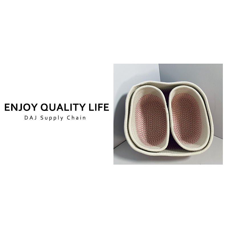 棉绳编织收纳篮套装混色尺寸;大29*25*16cm、小23*14*14cm