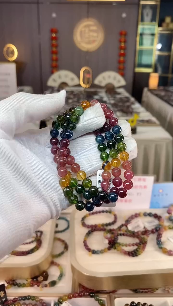 未镶嵌老矿碧玺三圈手串7mm+碧玺xion多样性发一条