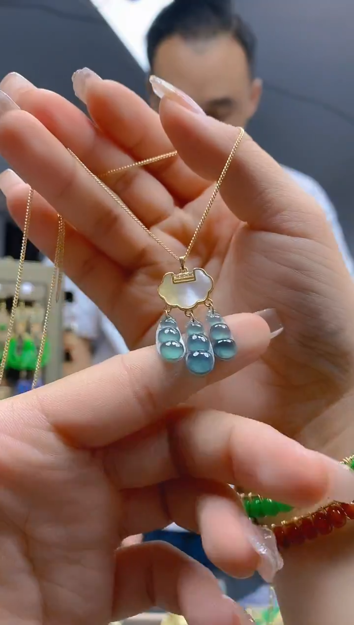 【闪购商品】翡翠耳饰合金480翡翠锁骨链