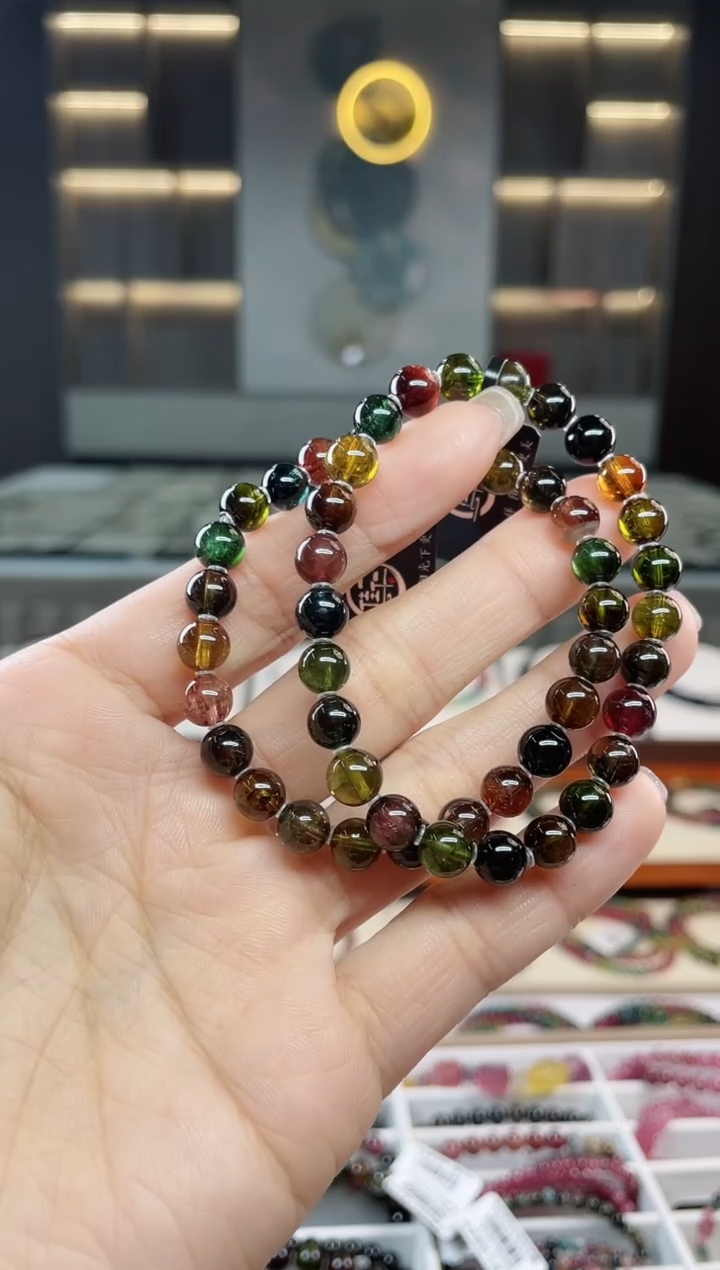 未镶嵌老矿碧玺单圈手串7mm+碧玺多样性发一条T