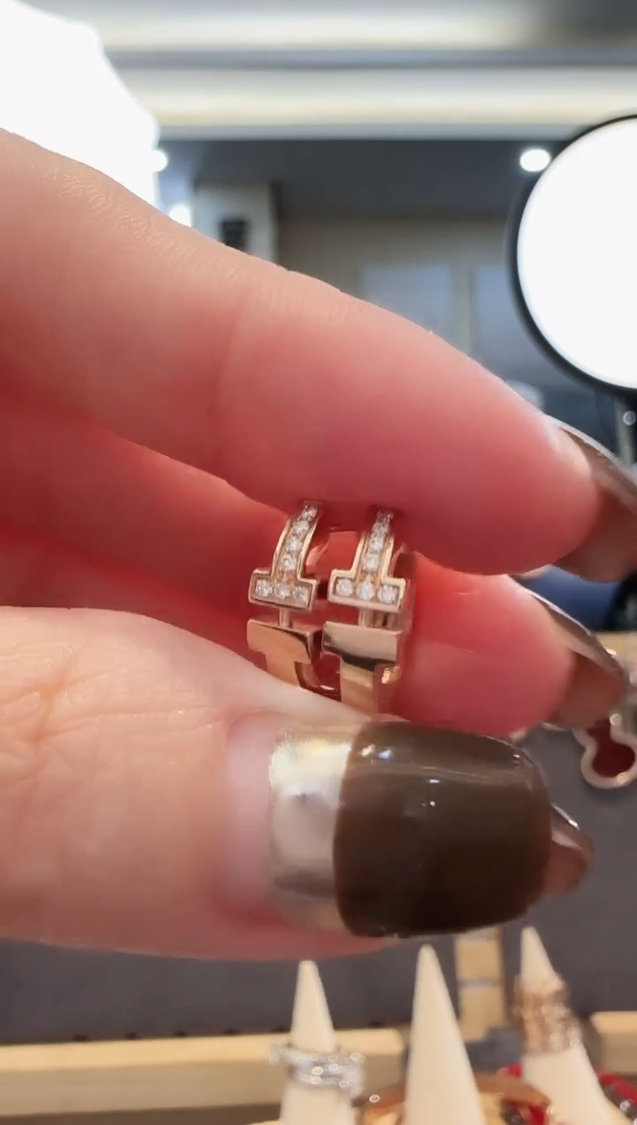 18K金镶嵌耳饰天然钻石18K金钻石TT耳环