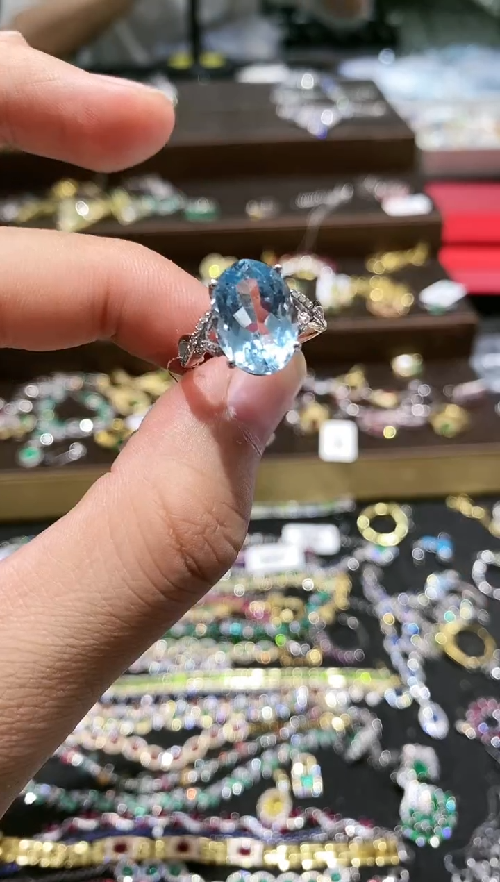 【闪购商品】托帕石戒指银S925镶嵌戒指