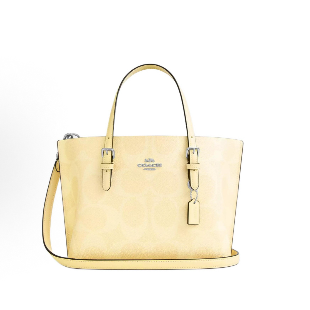 25*19*12/COACH蔻驰女款Mollie 25中号金属徽标手提包黄色CAL50