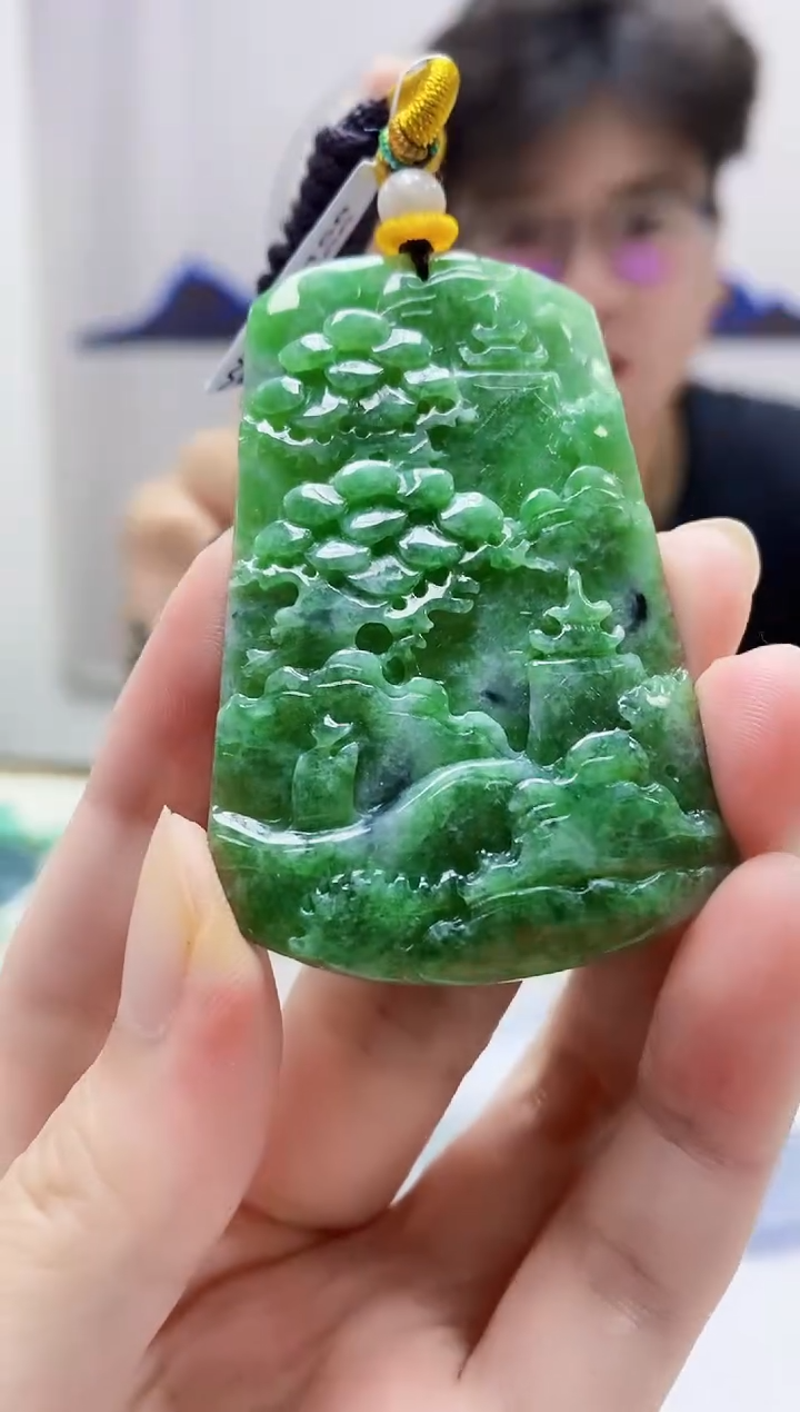 定制翡翠未镶嵌4688zm-毛货挂件26山水