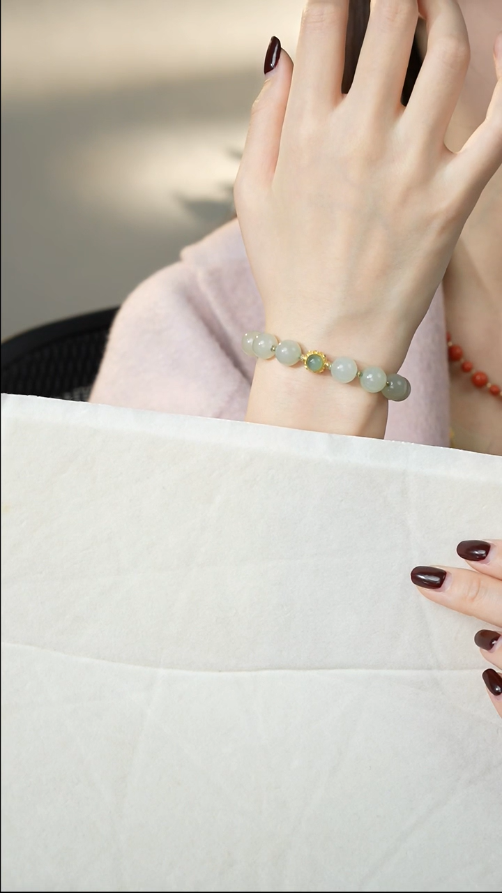 【闪购商品】和田玉手链18K金镶嵌10m/晴水/福利