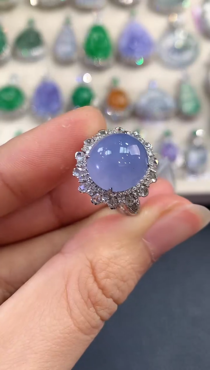 【闪购商品】翡翠戒指18K金镶嵌B217 有色差