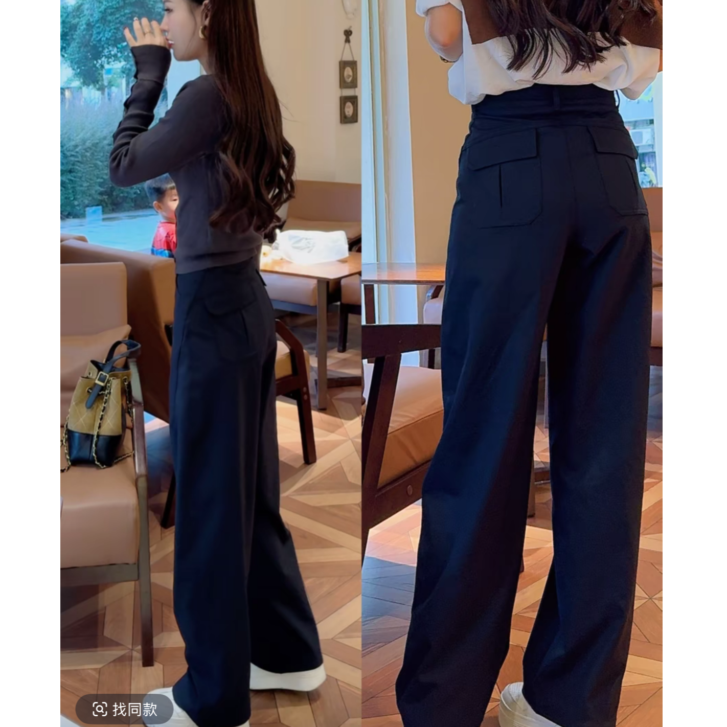 【新款秋冬加绒加厚】复古弯刀休闲裤女秋季高腰显瘦百搭直筒裤2527