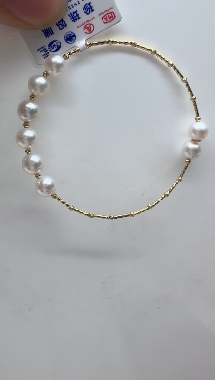 【闪购商品】淡水珍珠手镯18K金镶嵌清货