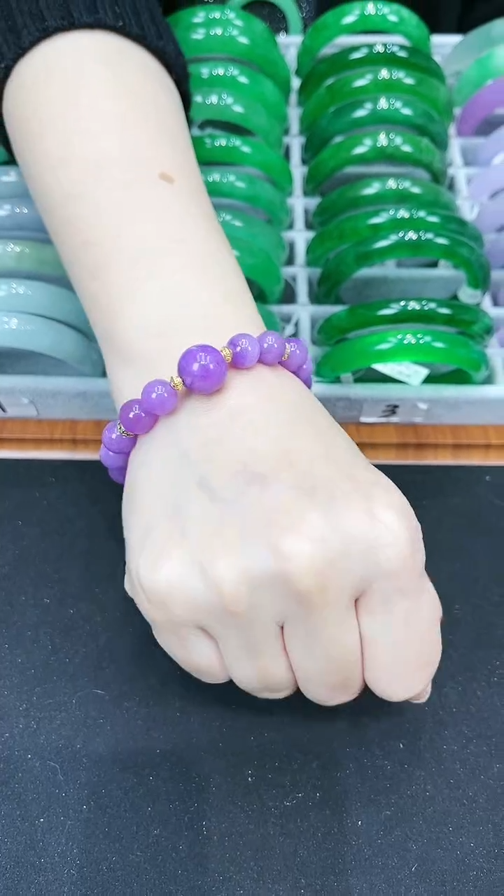 【闪购商品】翡翠手链未镶嵌s66 紫罗兰手串 卡10mm