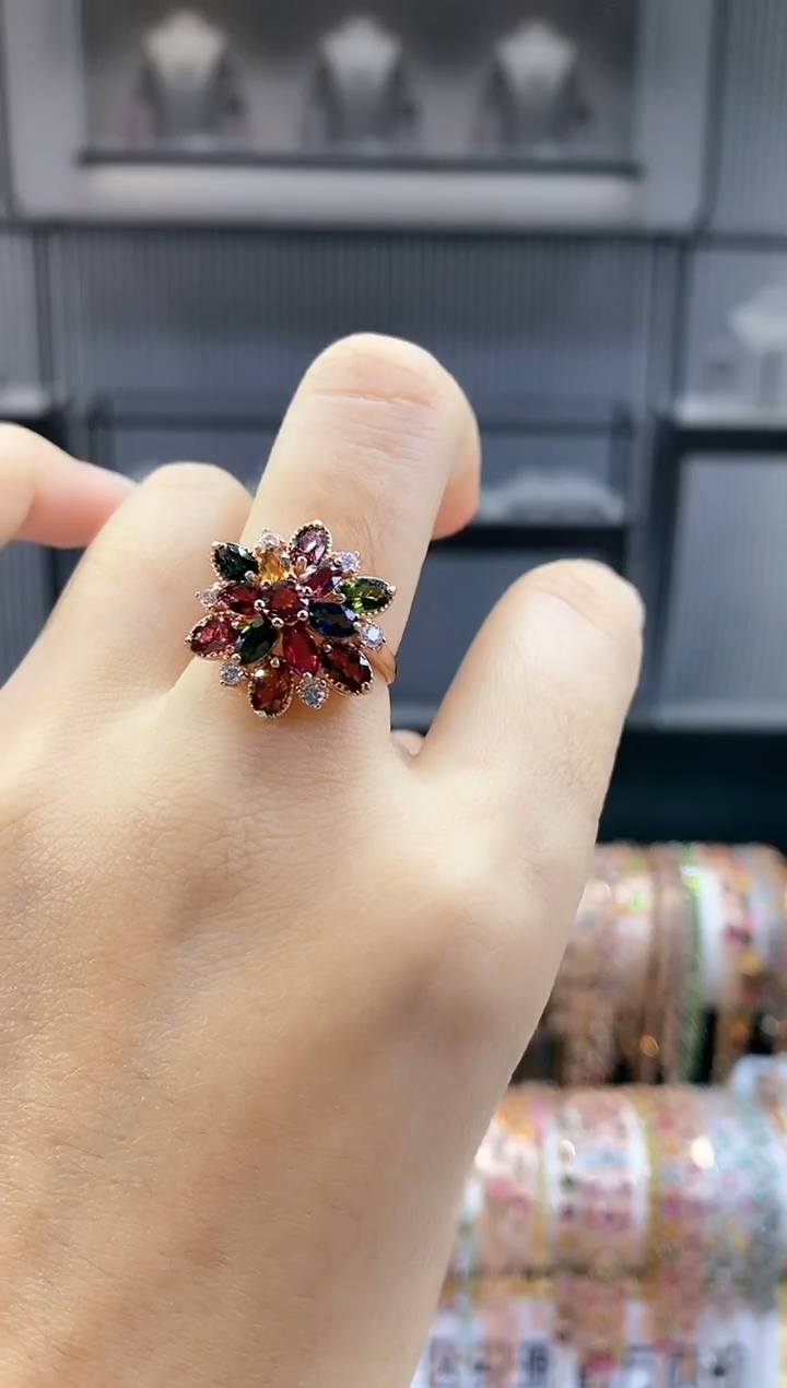 银S925镶嵌戒指碧玺6666666666