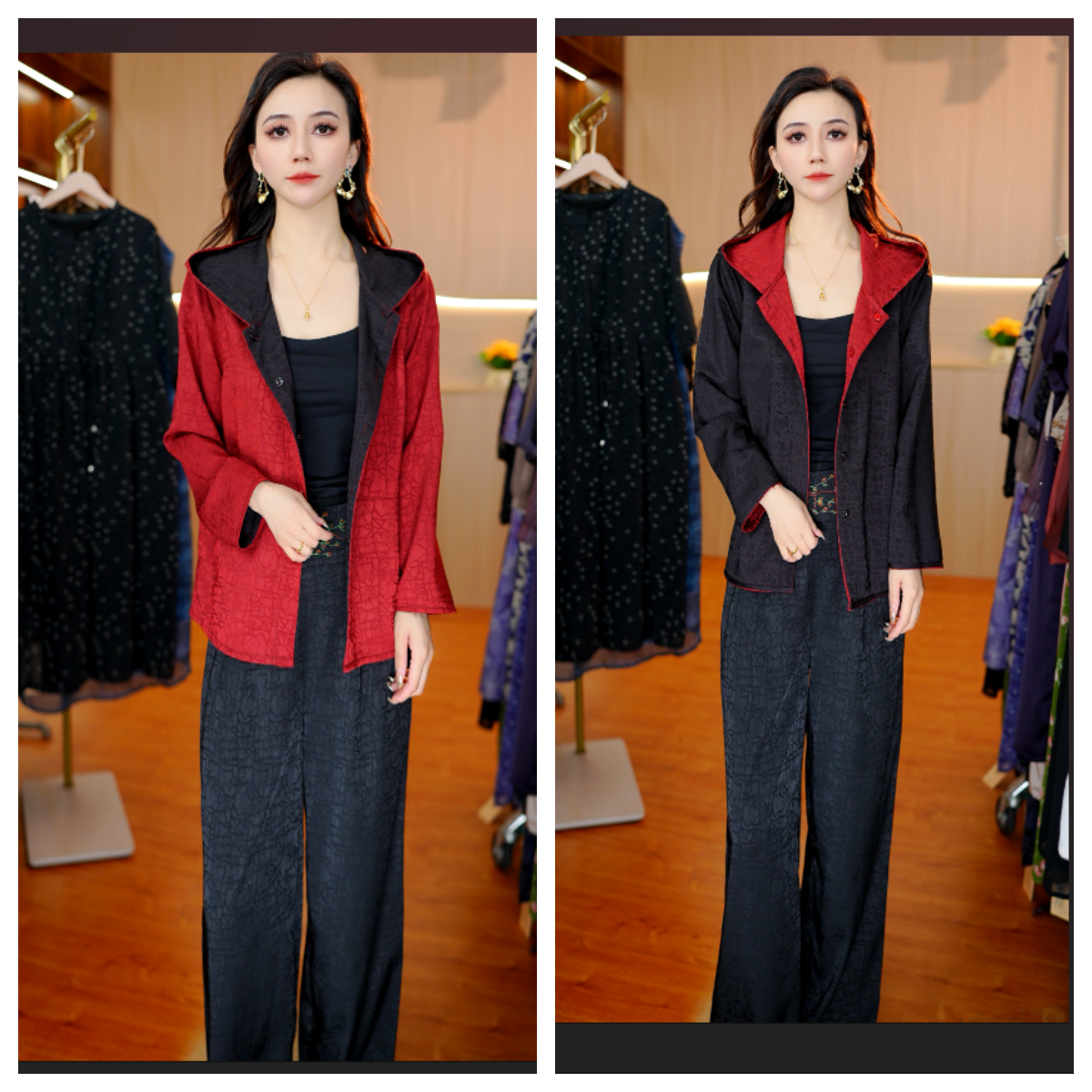 2667-18舒适时尚休闲双面穿上衣+